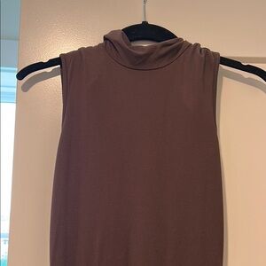 Sleeveless Turtleneck Dress - Mauve Brown